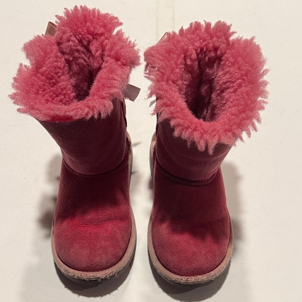 UGG Girls Pink Shearling-Lined Winter Boots